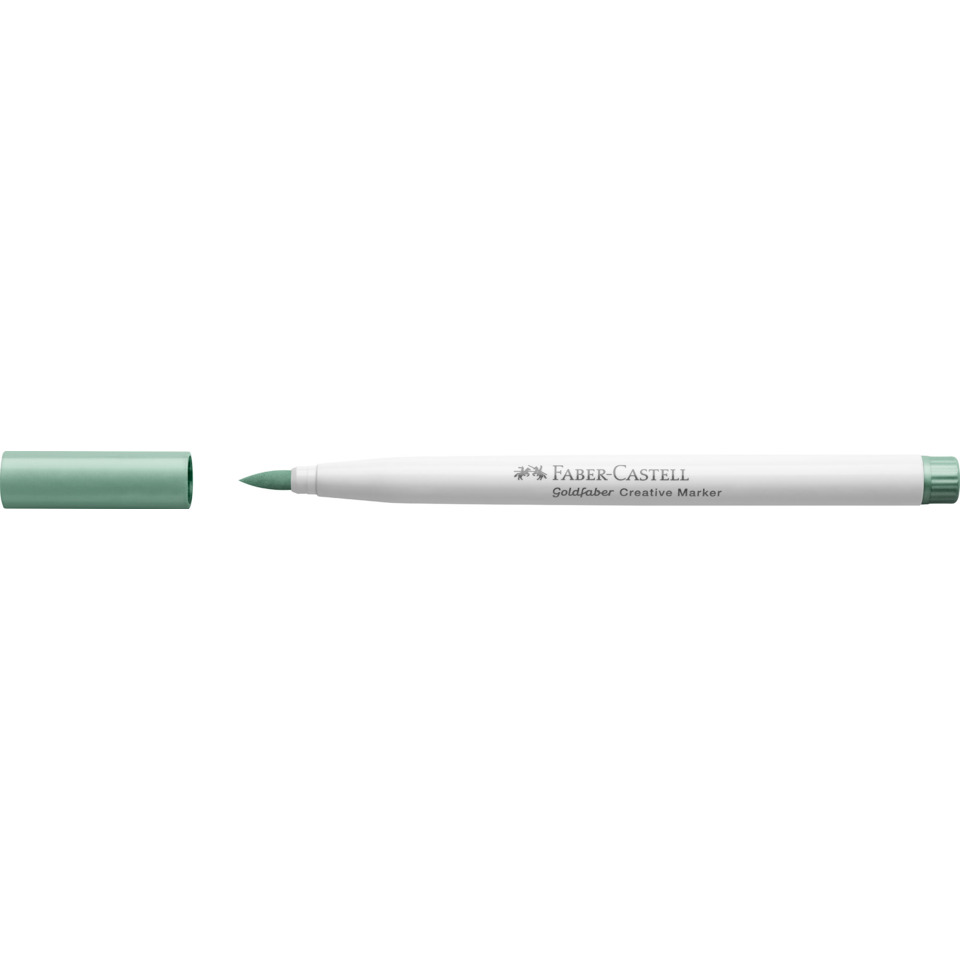 Marker, White body, Green cap, Chisel tip, Faber-Castell