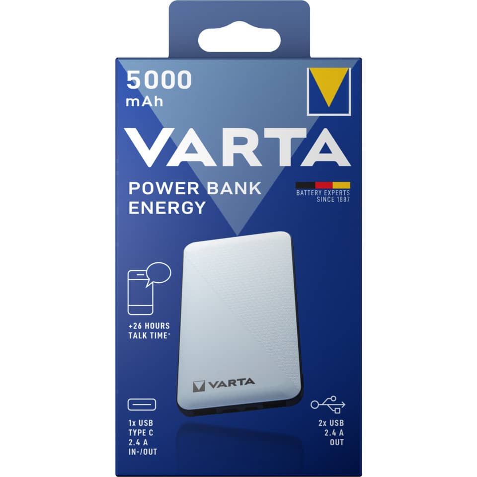 Powerbank, 5000 mAh, USB-C, Ladegerät, VARTA