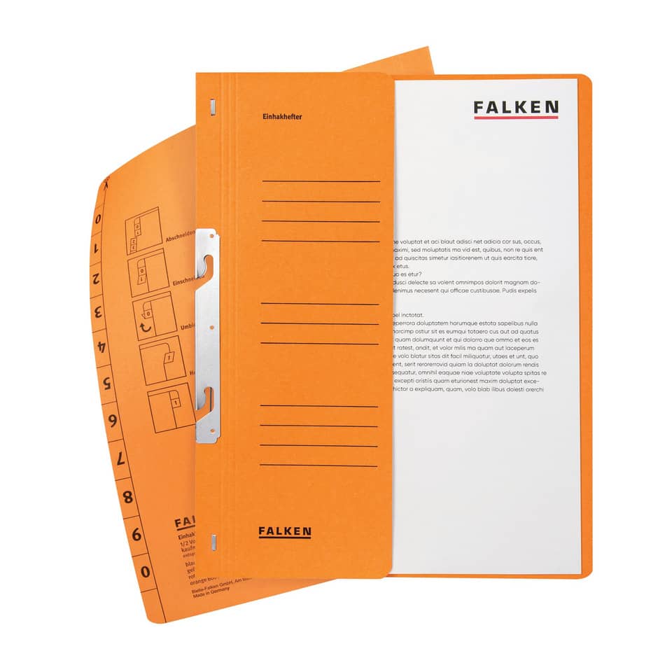 Kladdenbuch, Ordner, Wechselblätter, Rückseite, Falken-Brand