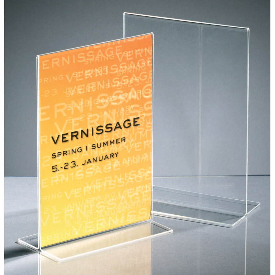 Vitrine, Aufsteller, Plakattafel, Transparente Standfläche, Acryl, Schilder
