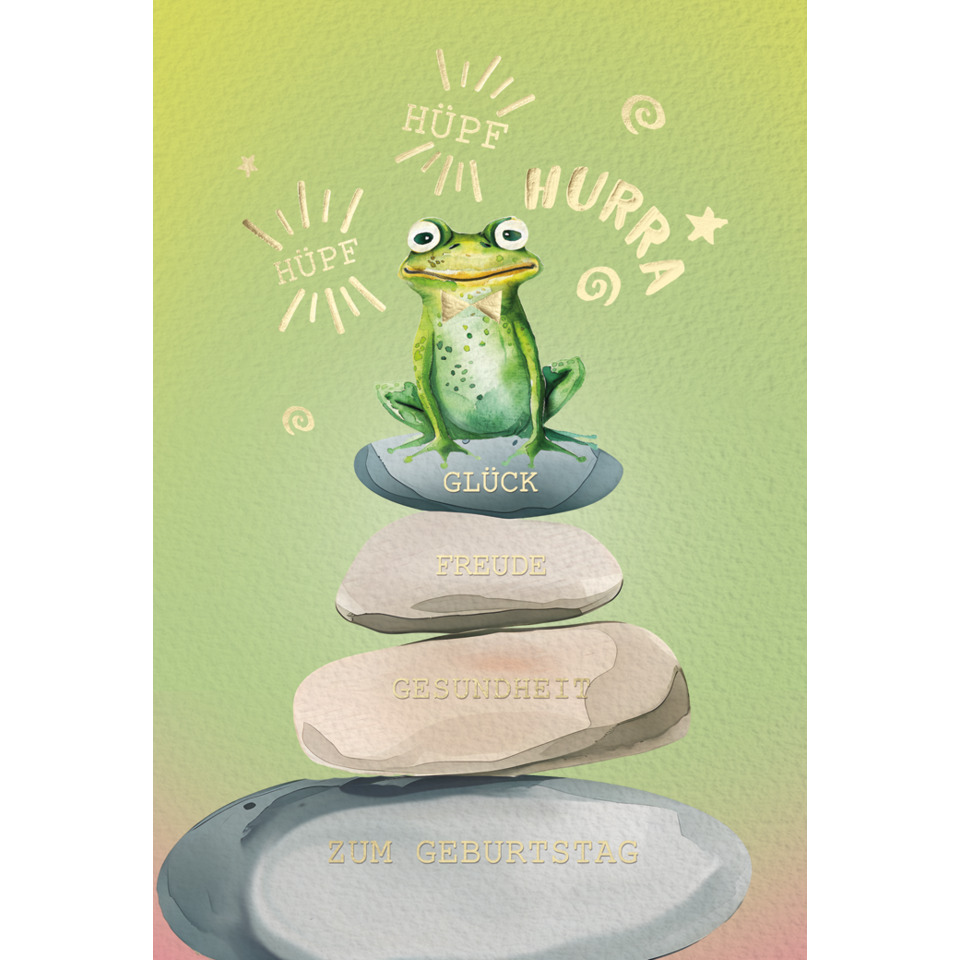 Frosch, Steinstapel, Glück, Gesundheit, Geburtstag