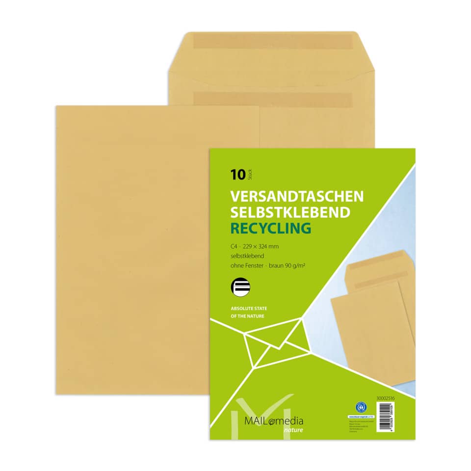 Kartonage, Versandtaschen, Selbstklebend, Recycling, Umschlag