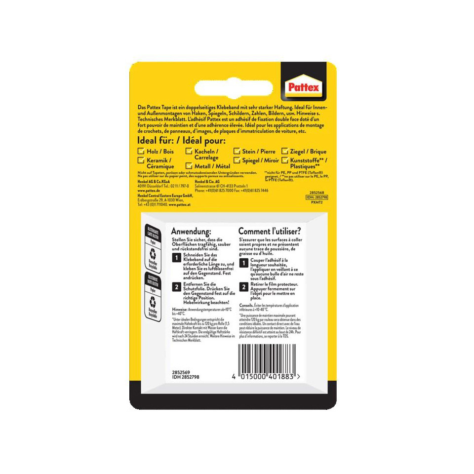 Klebeband, Haftmittel, Pattex, Gelbes Verpackungsdesign, Klebebandrolle
