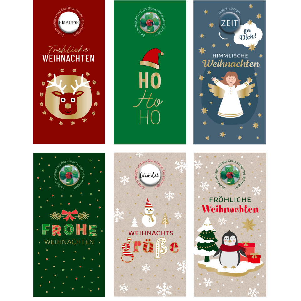 Weihnachtskarte, Anlass: Weihnachten, Reh/Motiv, Roter Hintergrund, Weihnachtliche Farben