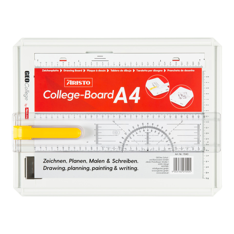 College-Board, A4, Winkelmesser, Lineal, Bleistiftklinge