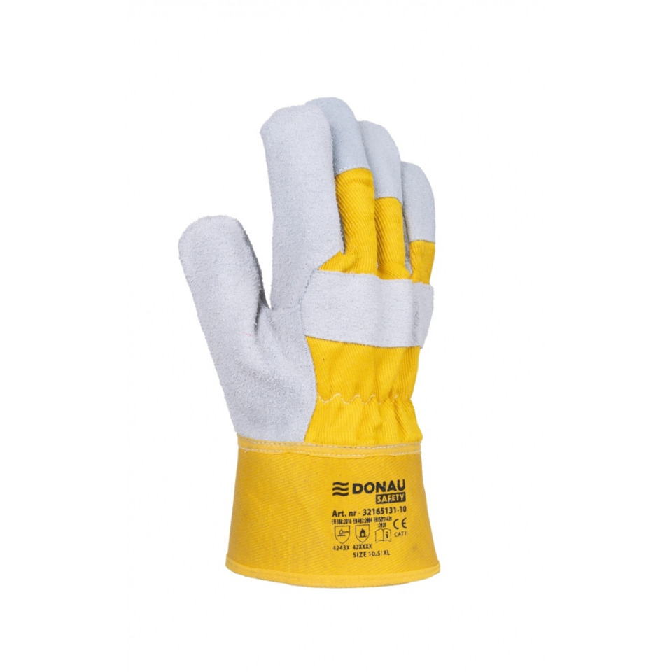 Gartenhandschuh, Arbeitshandschuh, gelber Handschuh, Leder-Pfaufnase, Doppelschicht