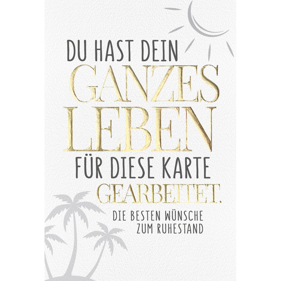 Kartenmotiv, Wandaufkleber, Goldschrift, Palmenillustration, Grußkarte