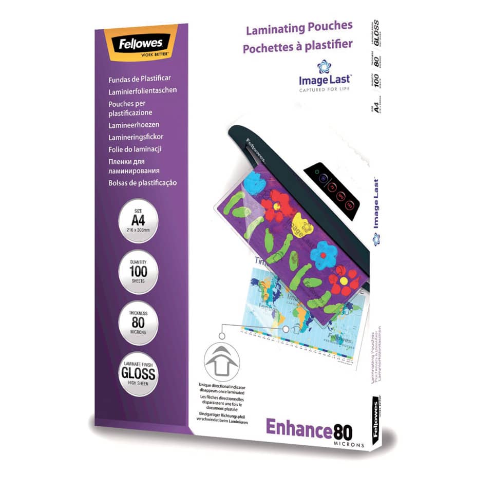 laminierende taschen, A4, 100 blätter, 80 mikron, gloss finish