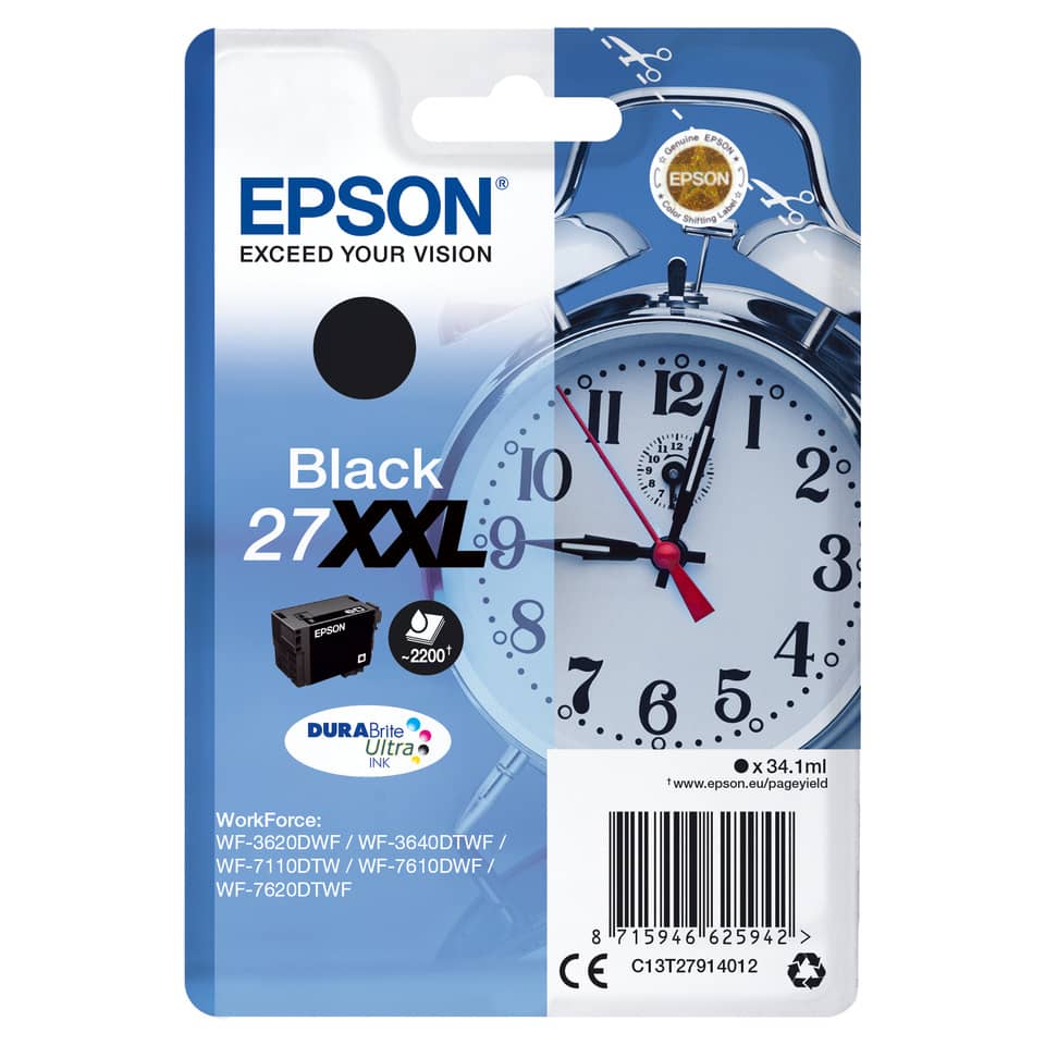Kassenzettel, Tintenpatrone, EPSON, DURAbrite, Black 27XXL