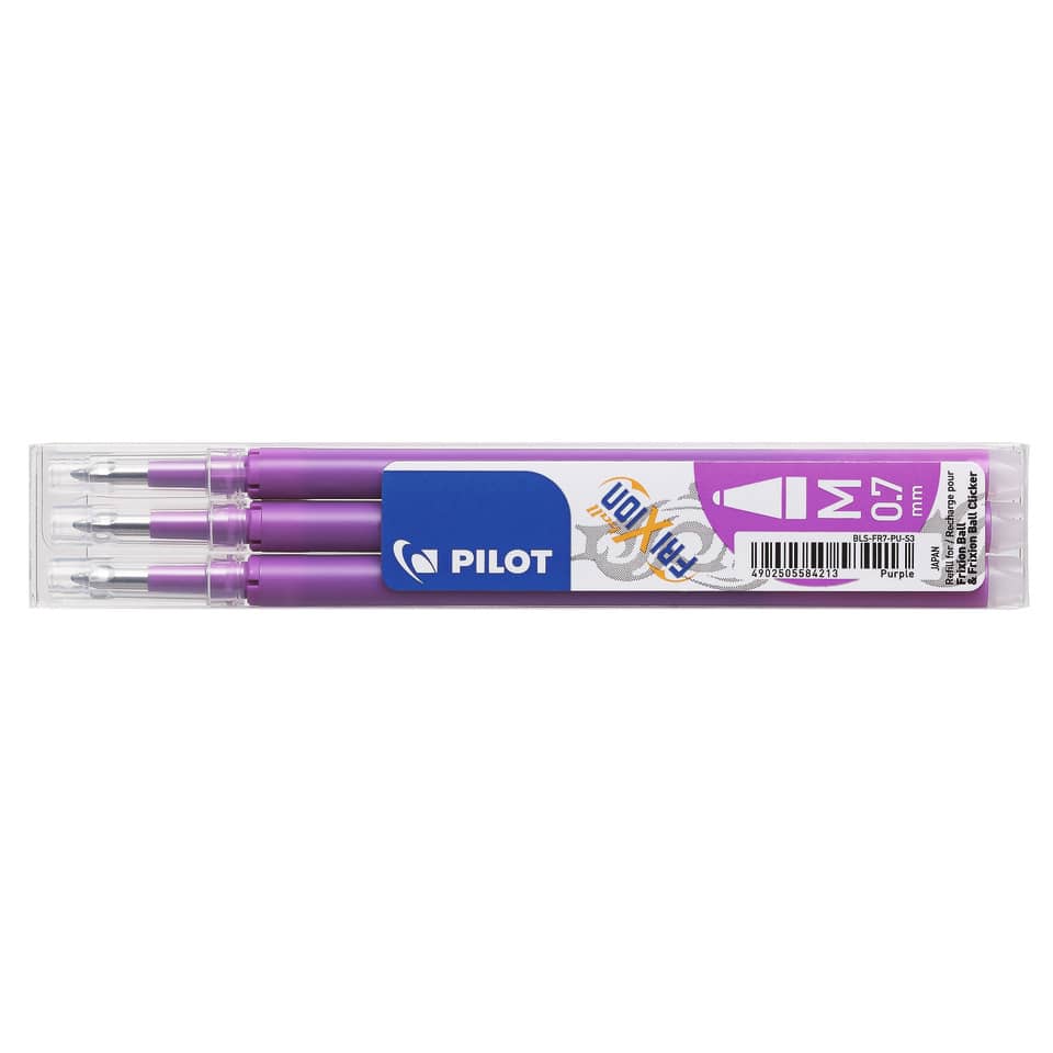 Kugelschreiber-Minen, Dreierpack, Lila, 0,7 mm, Schreibminen