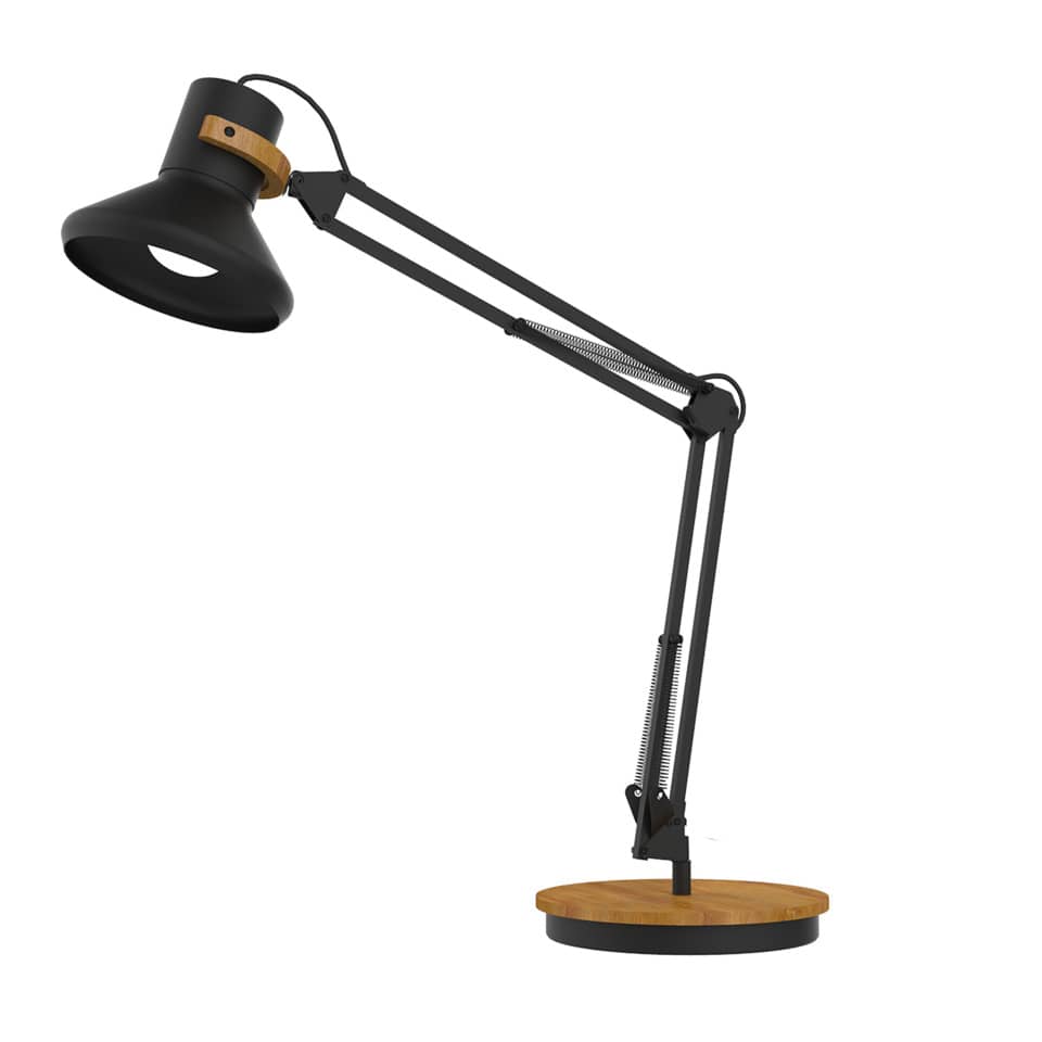 Tischleuchte, Arbeitlampe, LED-Lampe, Holzbasissockel, verstellbar