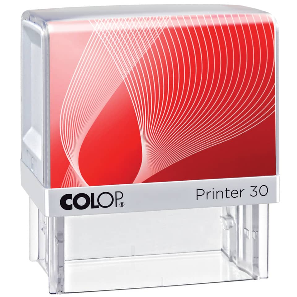 Colorful ink stamp, Printer 30, Roter Verlauf, Klarer Gehäuse, Colop-Stempel