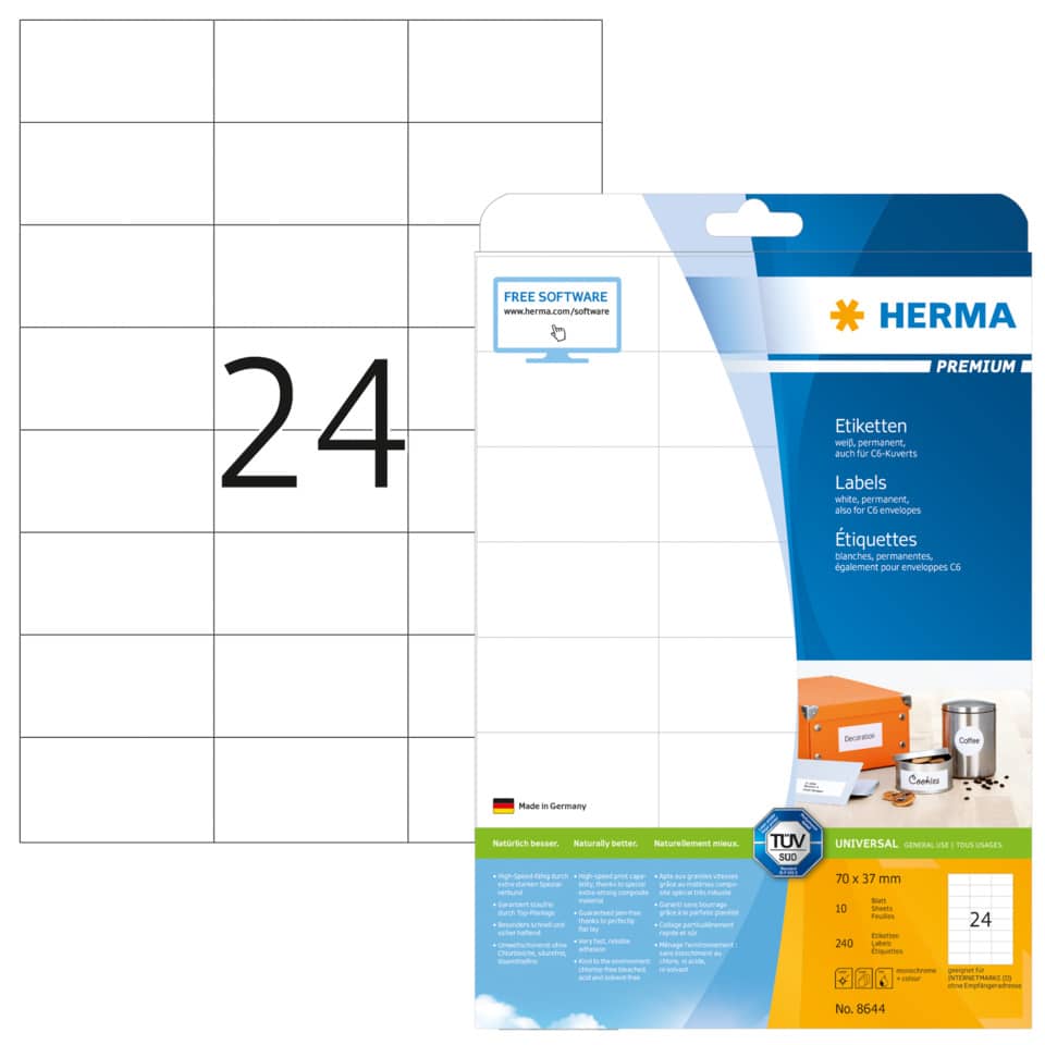 Etiketten, Labels, Klebematerial, Adapteretiketten, C6 Umschläge