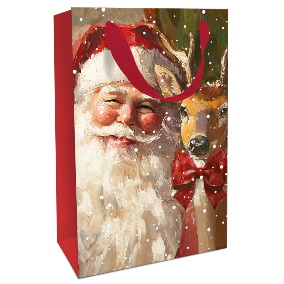 Weihnachtsgeschenk, Santa Claus, Rentier, Schnee, Geschenktasche