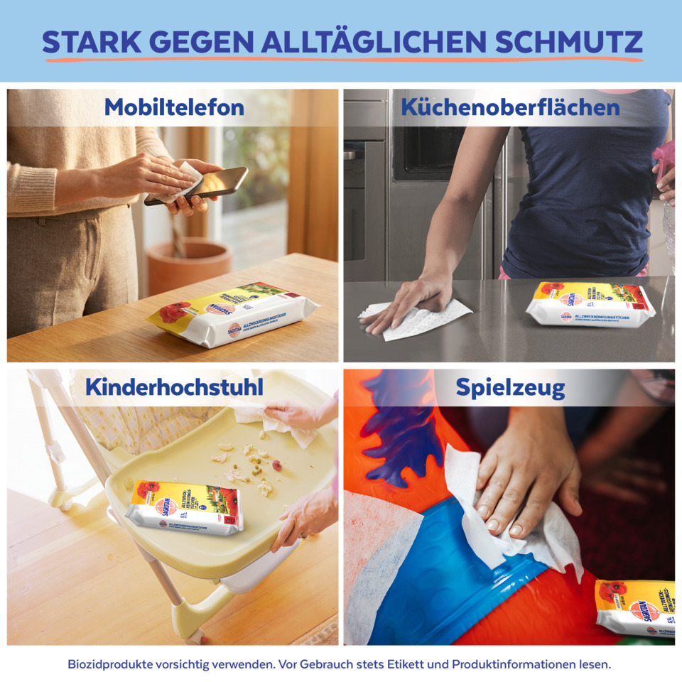 Feuchttücher, Küchenoberfläche, Kinderhochstuhl, Spielzeug, Reinigungstuch