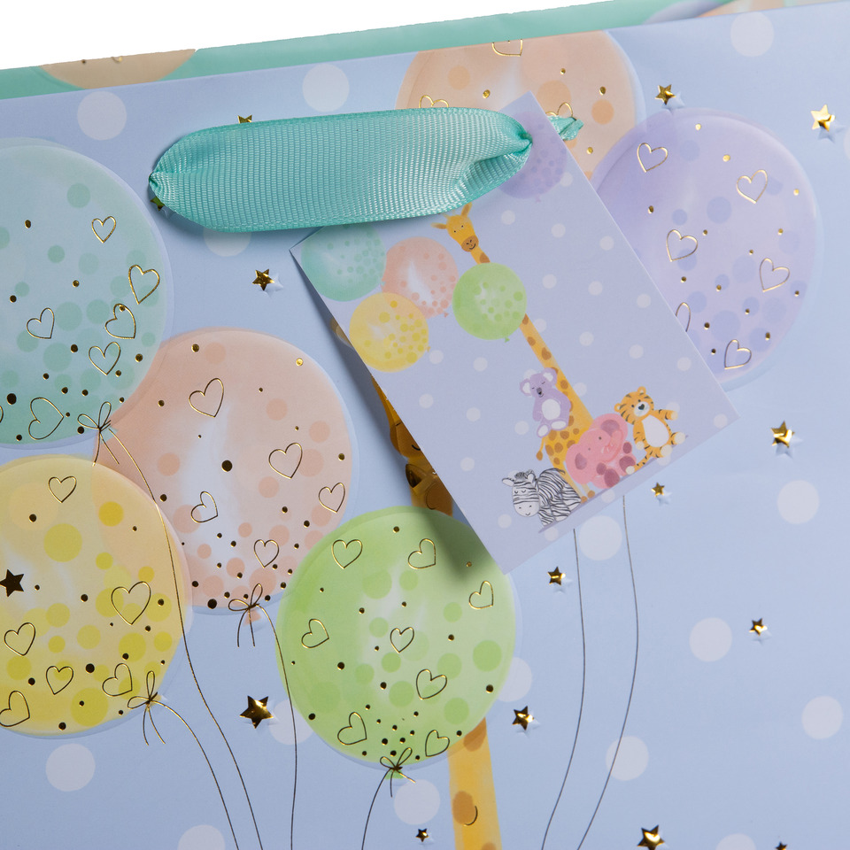 balloons, party, gift bag, Giraffe, Teddy bear
