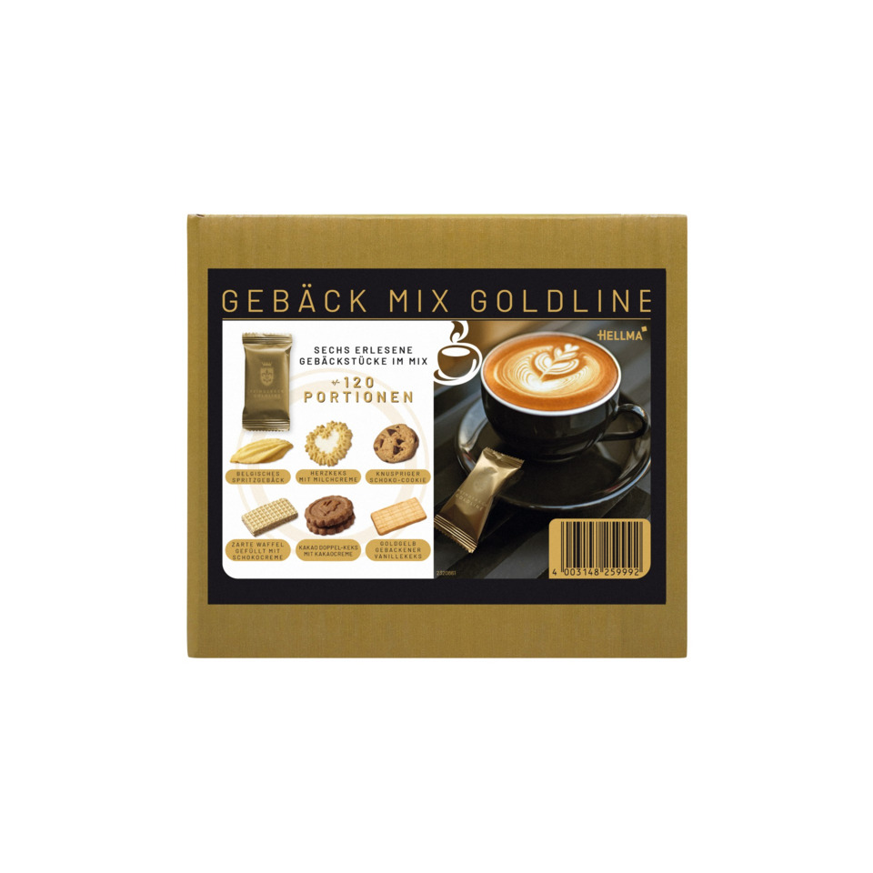 Keks-Set, Gebäck-Mix, Goldlinie, Kaffee-Deko, Proviantbox
