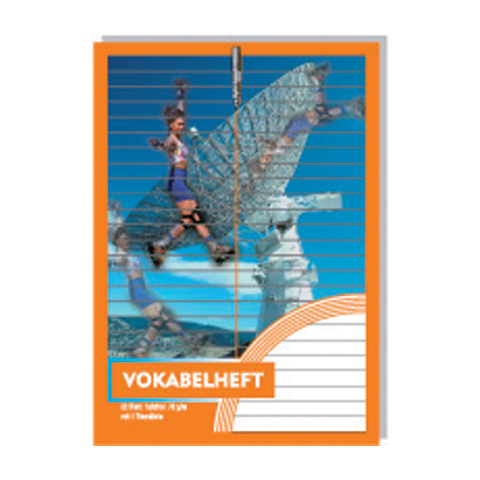 Vokabelheft, Notizheft, Schule, Lineatur, Orange Umrandung