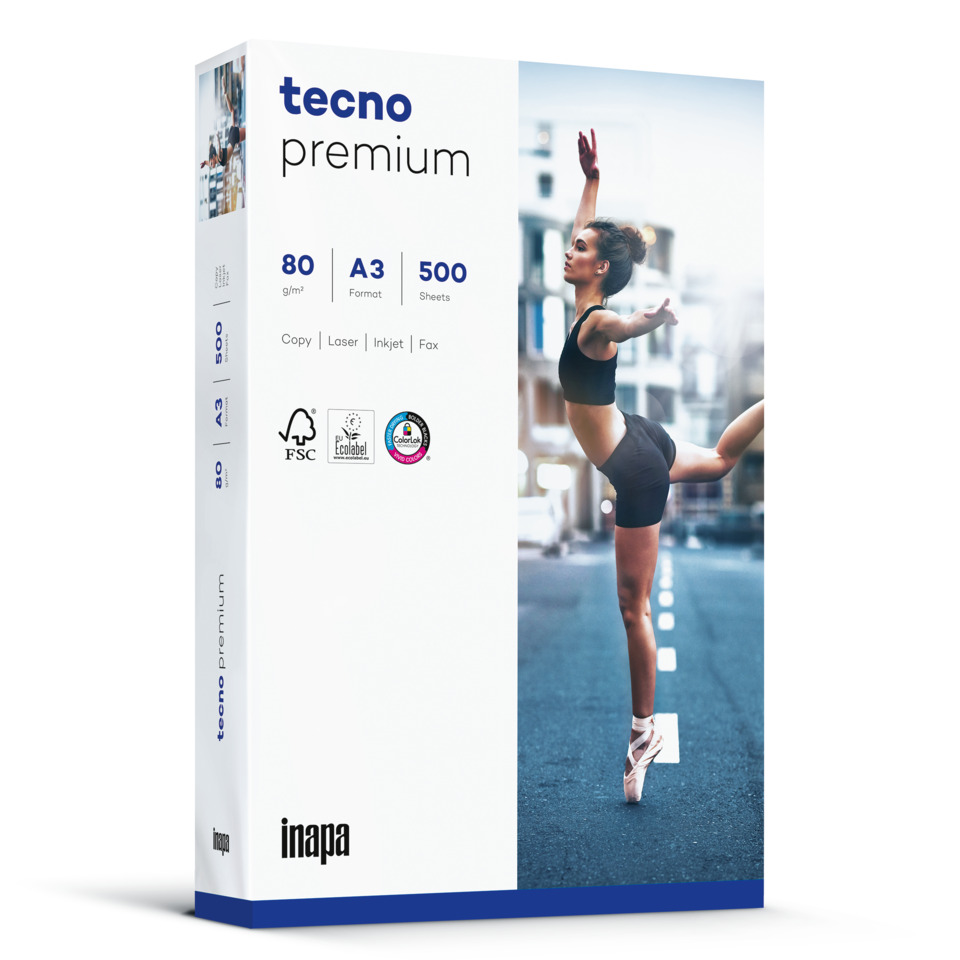 A3 Papier, 80 g/m², Premium, Tecno, Verpackung, Schachtel, Kopierpapier, Laser Kopie, Weiß, A3-Format