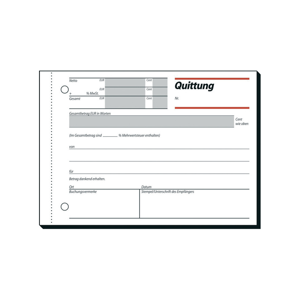 Quittung, Rechnungsvordruck, Kassenformular, Kopie, Beleg