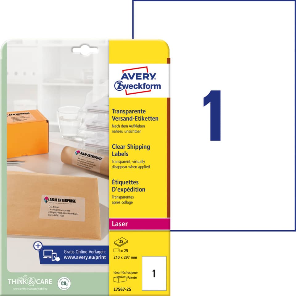 Versandetiketten, Etiketten, Avery, Laser, Verpackung