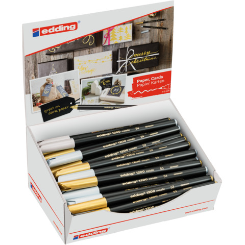 Faserschreiber 1200, metallic 50er-Display gold und silber EDDING 4-50297