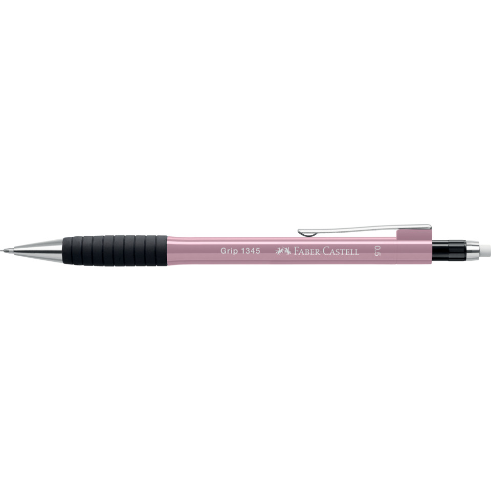 Bleistift, Grip, Roter Graphit, 0.5 mm, Faber-Castell, Bleistift, Griff 1345, Clip, Rosa, Faber-Castell