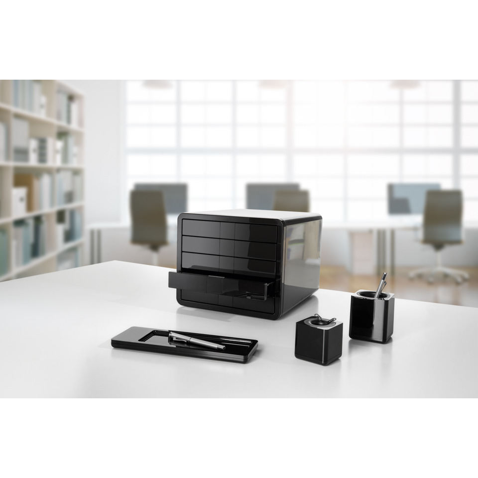 Schreibtisch-Organizer, Schubladenschrank, Schreibtisch-Set, Kunststoff, Schwarz