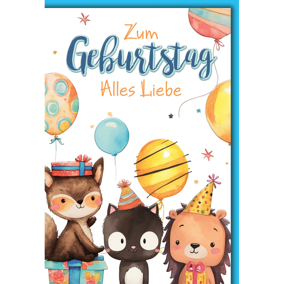 Geburtstag, Party, Karten, Illustration, Ballons