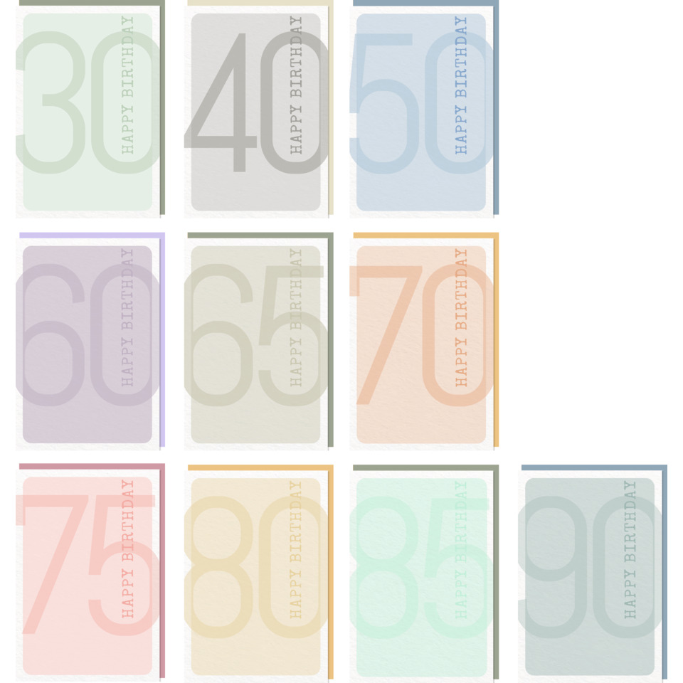 geburtstag, karten, notizkarte, kartenblock, 50er-70er jahre design