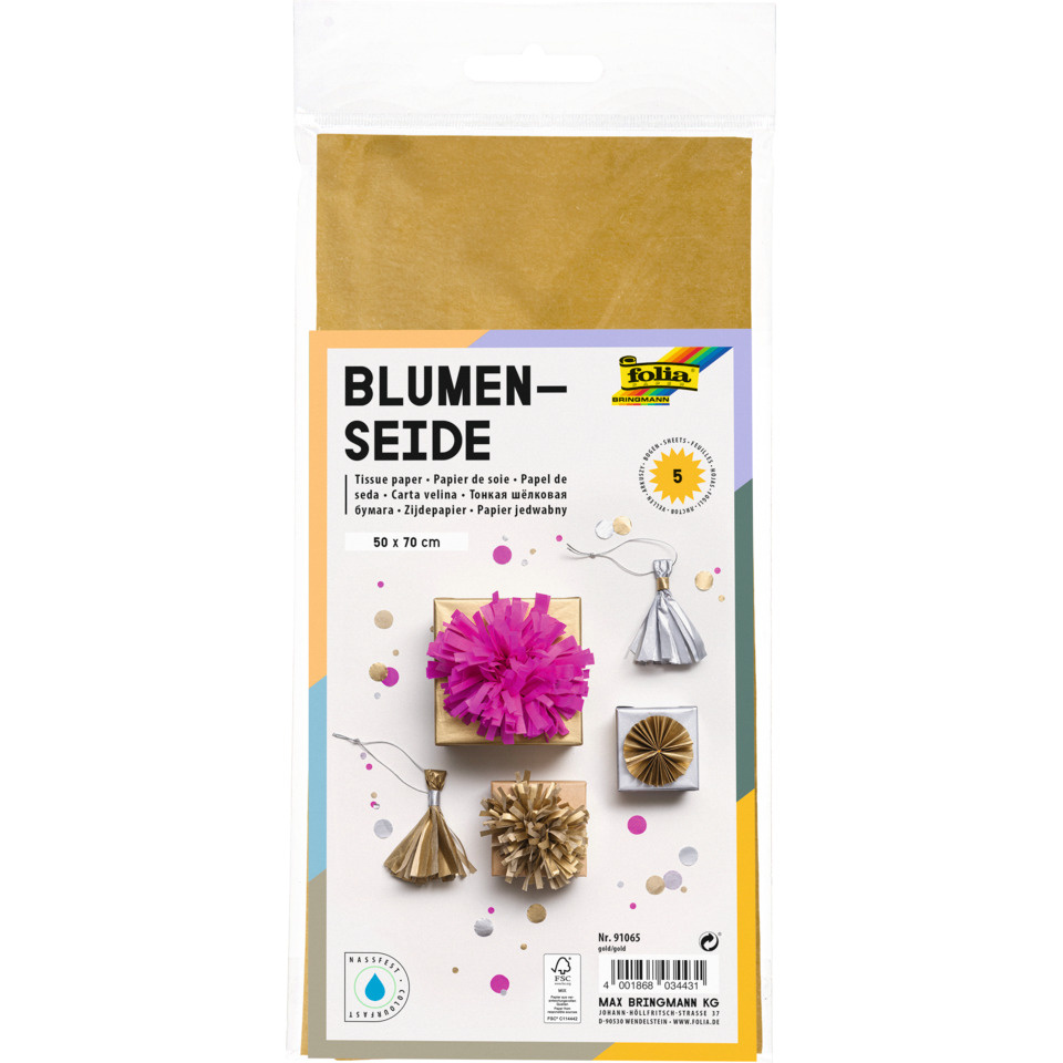 Papierdeko, Blumen-Seide, Tissue-Papier, Bandero-Topper, Dekoschnur