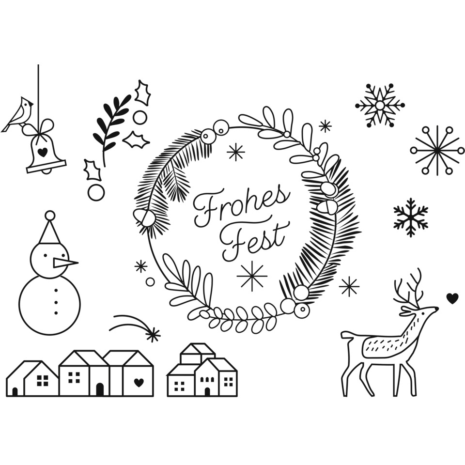 weihnachtsillustration, winterbild, deko-aufhänger, schnee-Iglus, rehe
