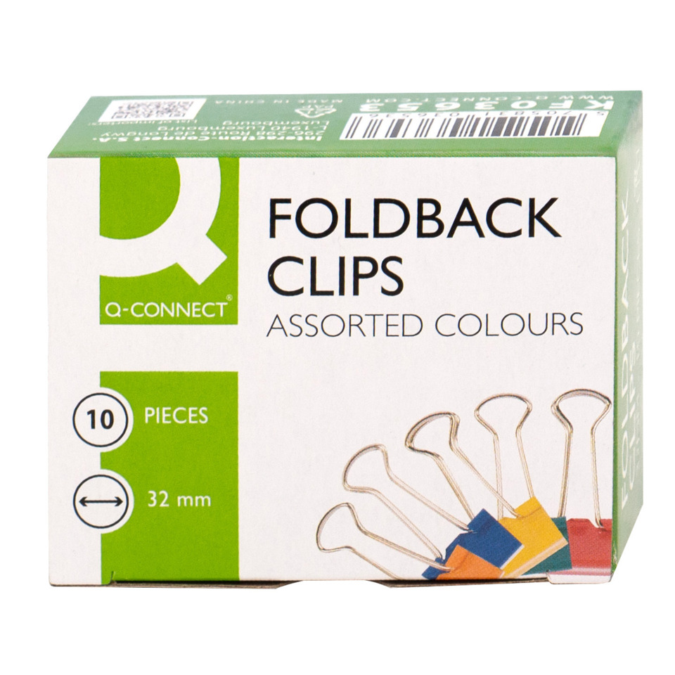 Foldback-Klammern, Klammern, bunte Farben, 32 mm, 10 Stück