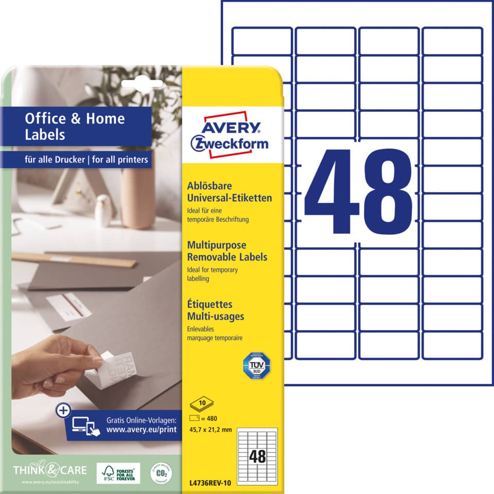 Etiketten, Beschriftung, Label, Avery Zweckform, Multifunktionale Etiketten