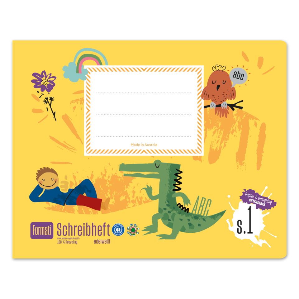 Schreibheft, A5, gelb, Pferd, Drachen
