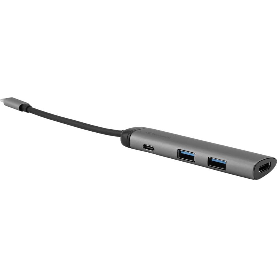 USB-C-Hub, USB-A-Anschlüsse, Typ-C, Aluminium, Grau