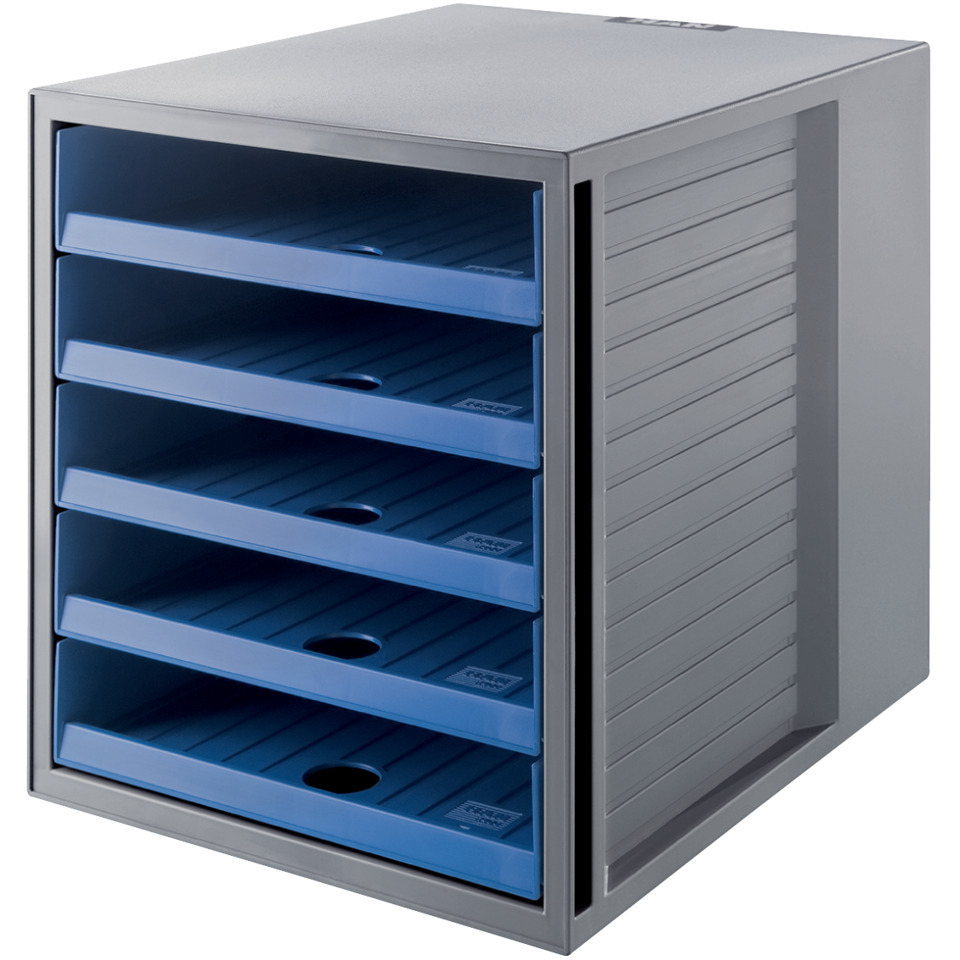 Schubladenbox, Kunststoffschubladen, Blaue Schubladen, Hängeschublade, Metallgehäuse