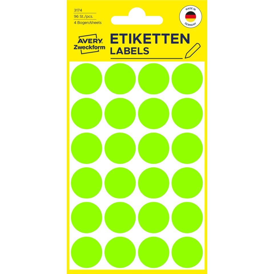 Etiketten, Labels, Neon grün, Rundetiketten, Aufkleber