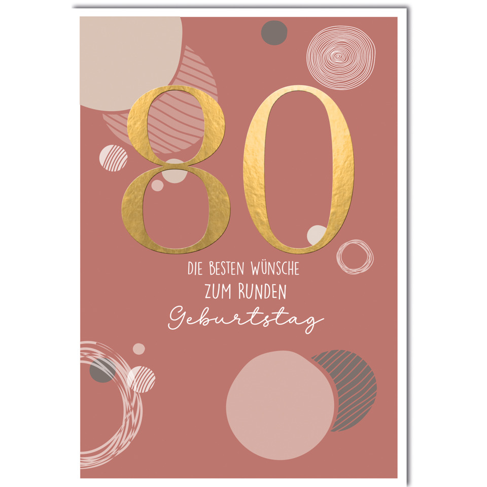 karte, geburtstag, 80, gold, rosé