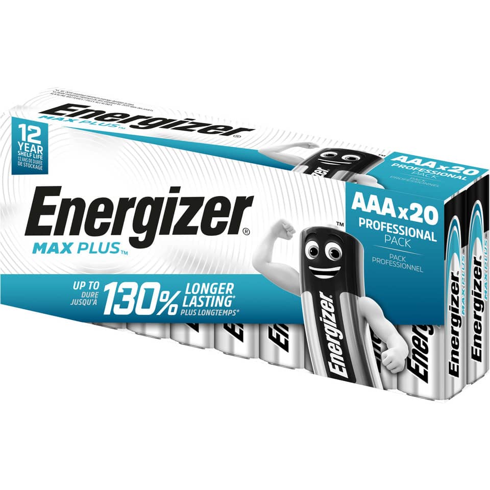 Energizer, Max Plus, AAA-Batterien, Alkaline, 20er-Pack