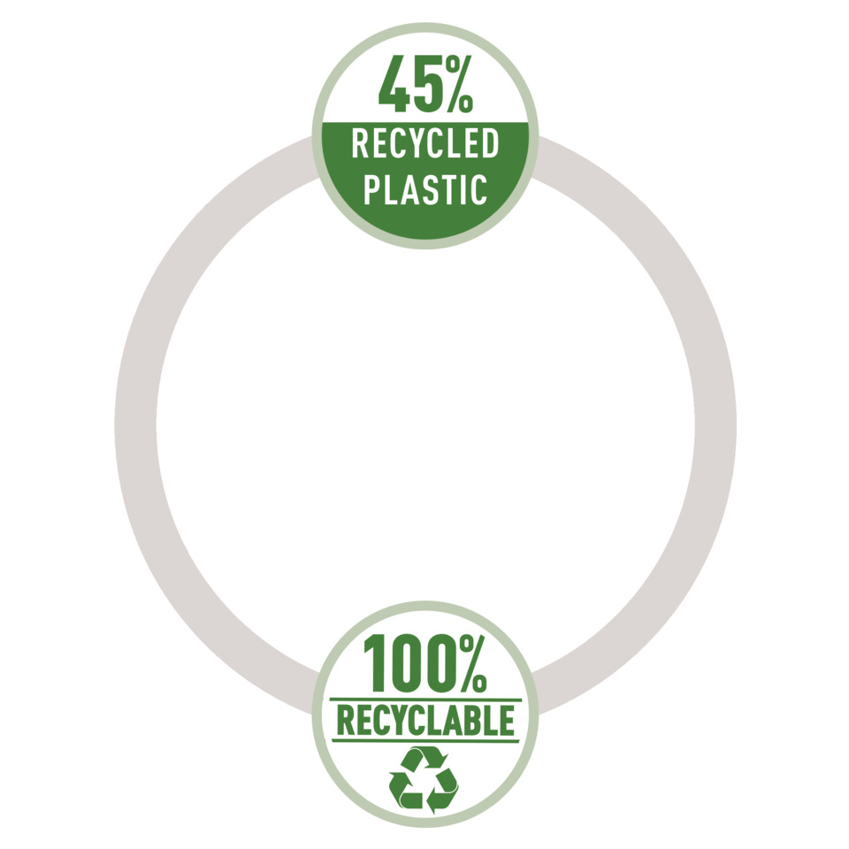 Locher, Einzugshebel, Bürogerät, Recyclingstempel, Schwarz, recycelter Kunststoff, 100% recycelbar, ökologischer Kreis, grünes Etikett, Kunststoffring