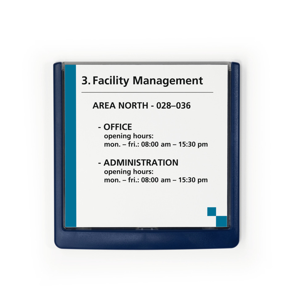 Schilderrahmen, Hinweistafel, Facility Management, Büro Schild, Verwaltungs Schild