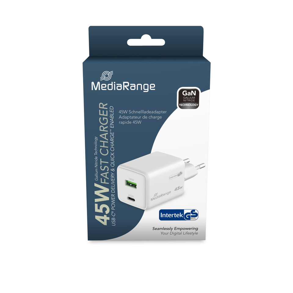 USB-C Ladegerät, Schnellladegerät, 45W, GaN, weiß