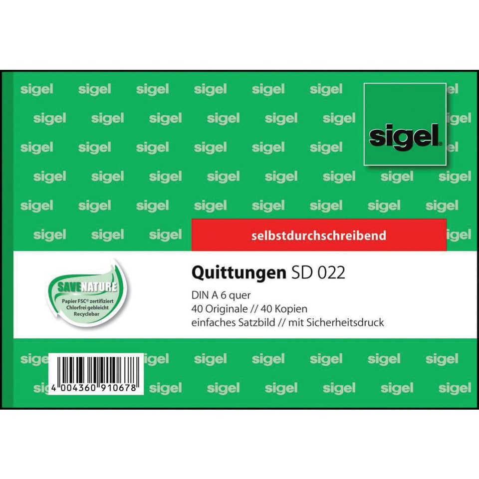 Quittungen, Papier, DIN A6, Kopien, Selbstklebend