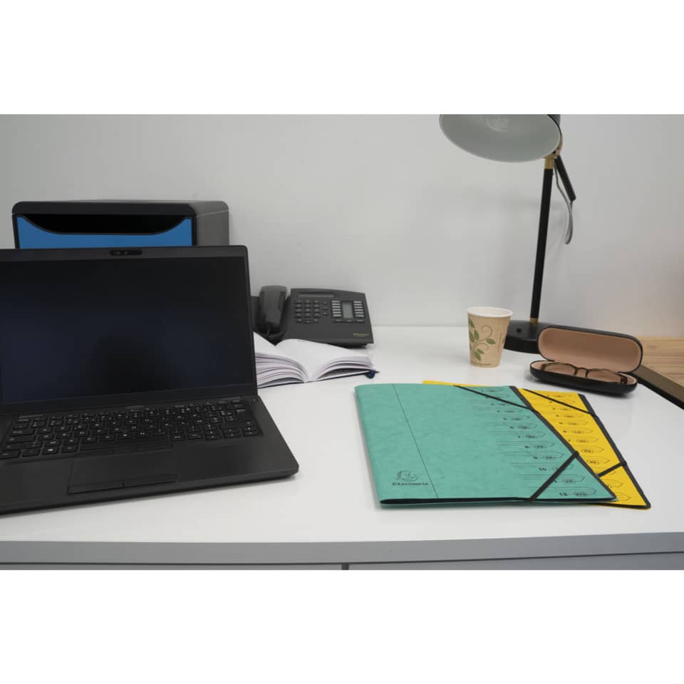 Laptop, Schreibtisch, Ordner, Notizbuch, Lampe