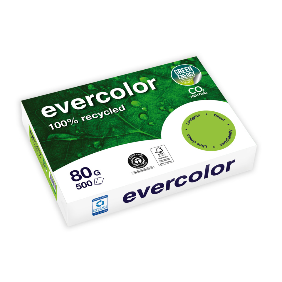 evercolor, 100% recycled, grün, papiertüten?, box verpackung