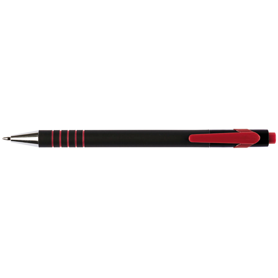 Kugelschreiber, Schwarz, Rot, Metalspitze, Klippenclip, Kunststoffkörper