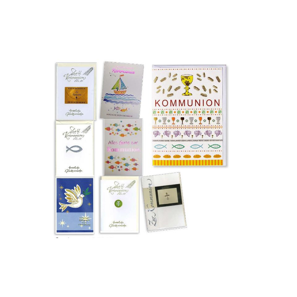 Kommunionkarten, Kartenserie, Grußkarten, Feierliche Karten, Kreuzsymbol