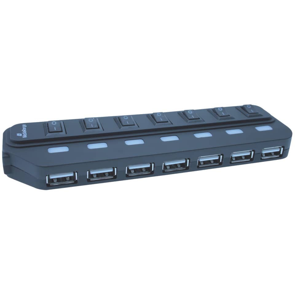 USB-Hub, 8-Port, USB 2.0, extern, schwarz