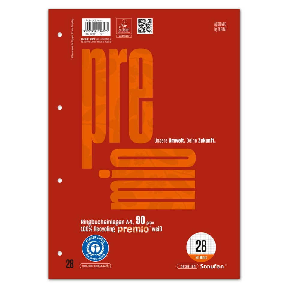 ringbucheinlagen, papier, weiß, A4, 90 g/m²